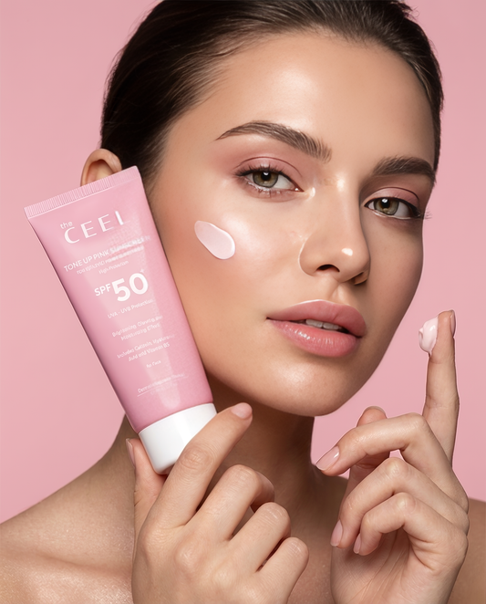 ОЗАРЯВАЩ СЛЪНЦЕЗАЩИТЕН КРЕМ ЗА ЛИЦЕ С РОЗОВ ТОН SPF50+ с Розов Каламин, Глутатион, Хиалуронова киселина и Пантенол - 50ml