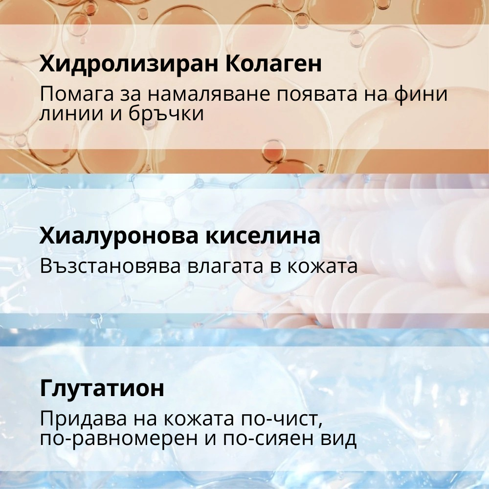 КОЛАГЕНОВ СЕРУМ с Хидролизиран Колаген, Глутатион и Хиалуронова киселина – 30 мл