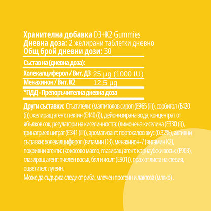 ЖЕЛИРАНИ ВИТАМИНИ D3+K2 | За здрави кости, силен имунитет и жизнен баланс