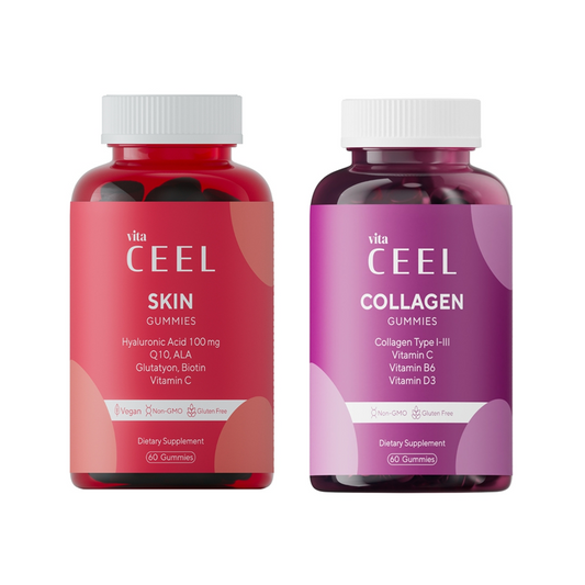 СЕТ ВЕГАН ЖЕЛИРАНИ ВИТАМИНИ ЗА СИЯЙНА КОЖА + КОЛАГЕН