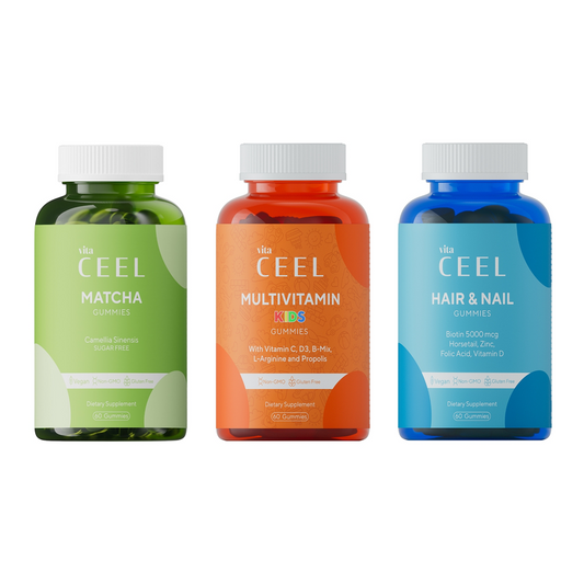 СЕТ ЖЕЛИРАНИ ВИТАМИНИ С МАТЧА + МУЛТИВИТАМИН + КОСА И НОКТИ