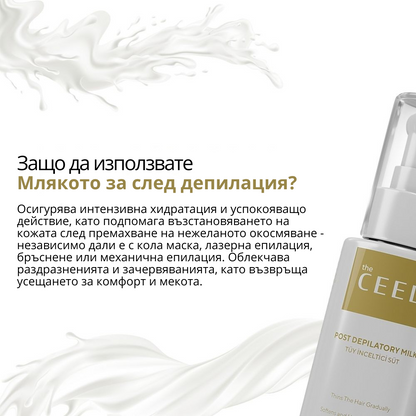 УСПОКОЯВАЩО И ОВЛАЖНЯВАЩО МЛЯКО ЗА СЛЕД ДЕПИЛАЦИЯ с Хиалуронова киселина, Коприва, масло от Розмарин и Глицерин - 60ml