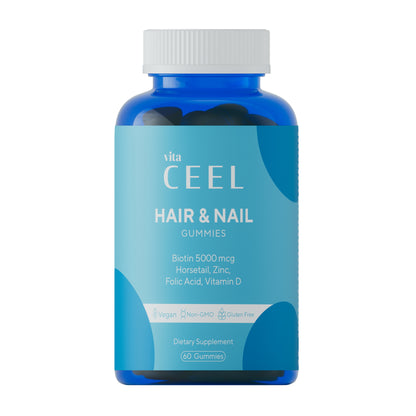 ВЕГАН ЖЕЛИРАНИ ВИТАМИНИ ЗА КОСА & НОКТИ с Биотин, Фолиева киселина, Полски Хвощ и екстракт от гроздови семки / GUMMIES