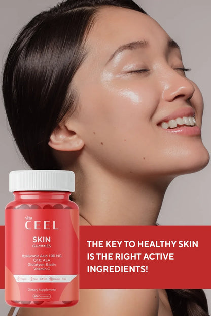 ВЕГАН ЖЕЛИРАНИ ВИТАМИНИ ЗА СИЯЙНА КОЖА с Хиалуронова Киселина, Витамин C, Глутатион и Q10 / GUMMIES