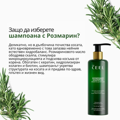 ПОДХРАНВАЩ ШАМПОАН с Розмарин, Кератин, Биотин и Екстракт от Колаген - 250ml